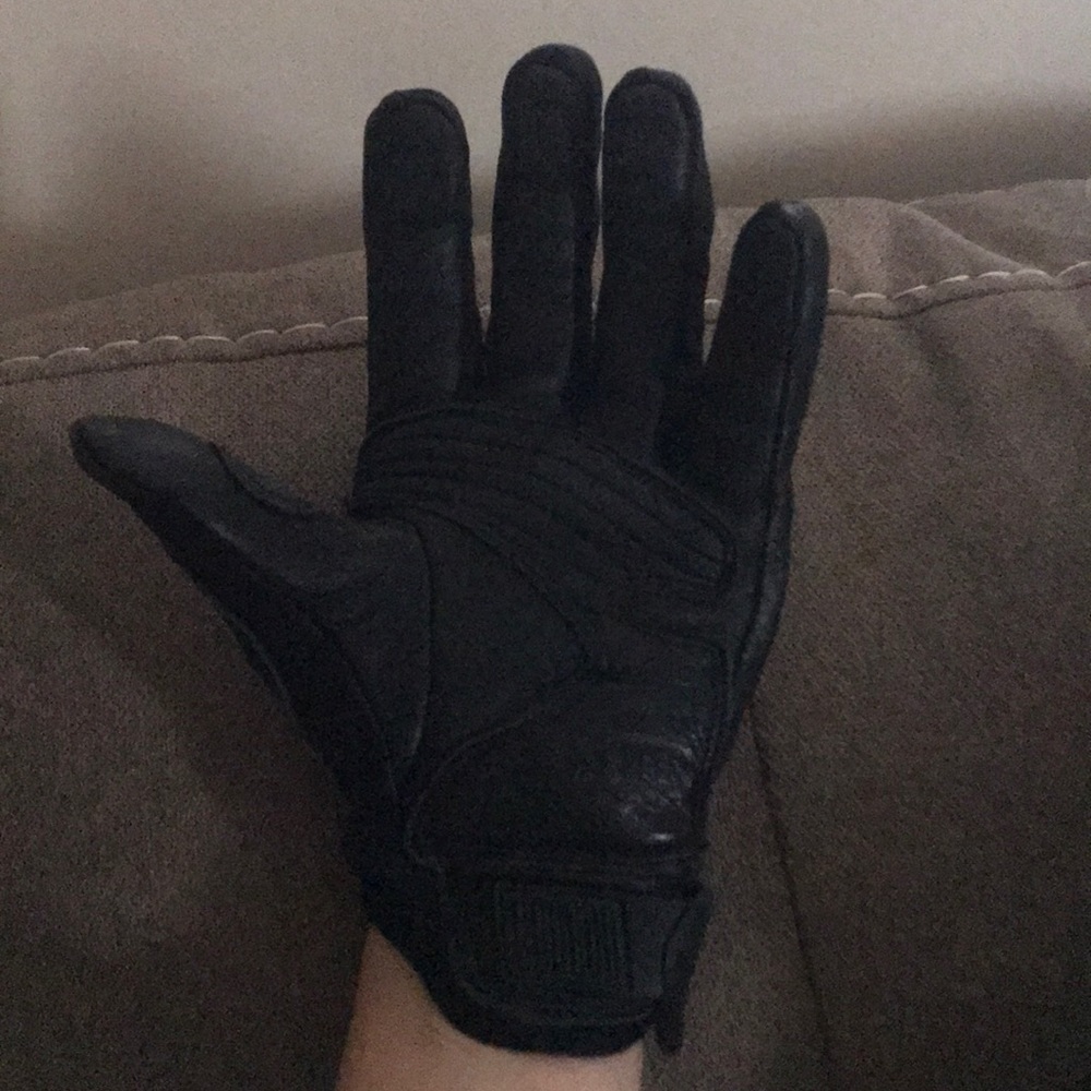 ICON Black Motorcycle Gloves with Subtle Orange Accent - Picture 3 of 4